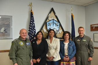 FALLON, Nev. (Apr. 12, 2022) Chief of Naval Operations Adm. Mike Gilday poses for a photo with local tribal leaders at Naval Air Station Fallon. Gilday met separately with local government and tribal leaders from the Fallon Paiute Shoshone Tribe, Walker River Paiute Tribe, and Yomba Shoshone Tribe and discussed modernization and expansion efforts for the Fallon Range Training Complex (FRTC). (U.S. Navy photo by Cmdr. Courtney Hillson/released)