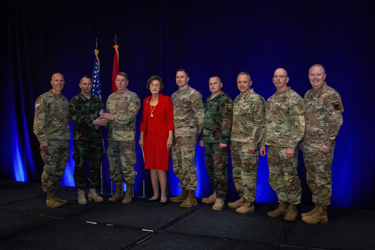 (Left to right) Brig. Gen. Timothy Bower, Brig. Gen, Vice Director Vice for Strategy, Policy, Plans, and International Affairs, National Guard Bureau, Brig. Gen. Sergiu Cirimpei, Deputy Chief of  Defense of the Moldovan Army,  Maj. Gen. Todd Hunt, North Carolina Adjutant General, Elanie Marshall, North Carolina Secretary of State Elaine Marshall, Capt. Kory Dearie, North Carolina National Guard, State Partnership Coordinator,  Lt. Col. Valeriu Burusciuc, Moldovan Army State Partnership Program Director, Col. Michael Marciniak, Director of Plans and Programs, Maj. Michael Sterling, North Carolina National Guard State Partnership Program Director and Col. Scott Humphrey, Chief, International Affairs, NGB.