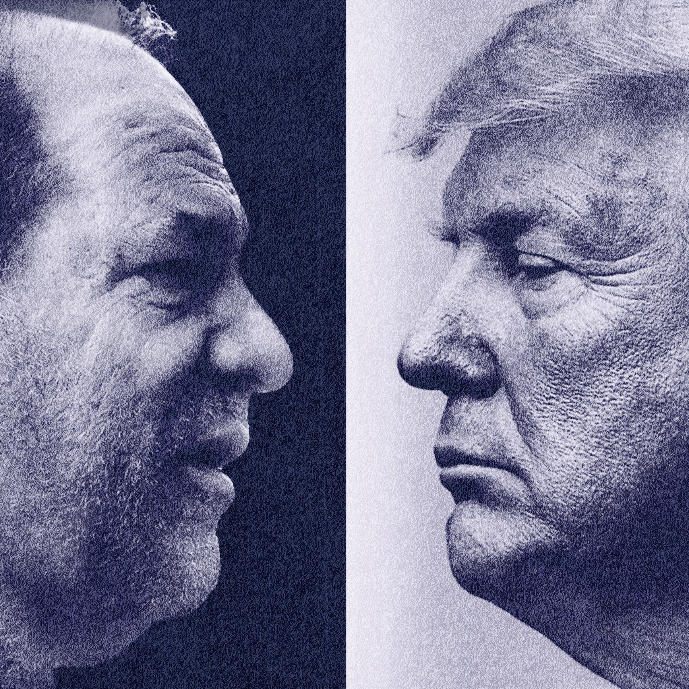 Collage of Donald Trump and Harvey Weinstein.
