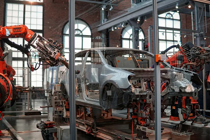 IMAGE: An assembly line in a car manufacturing plant