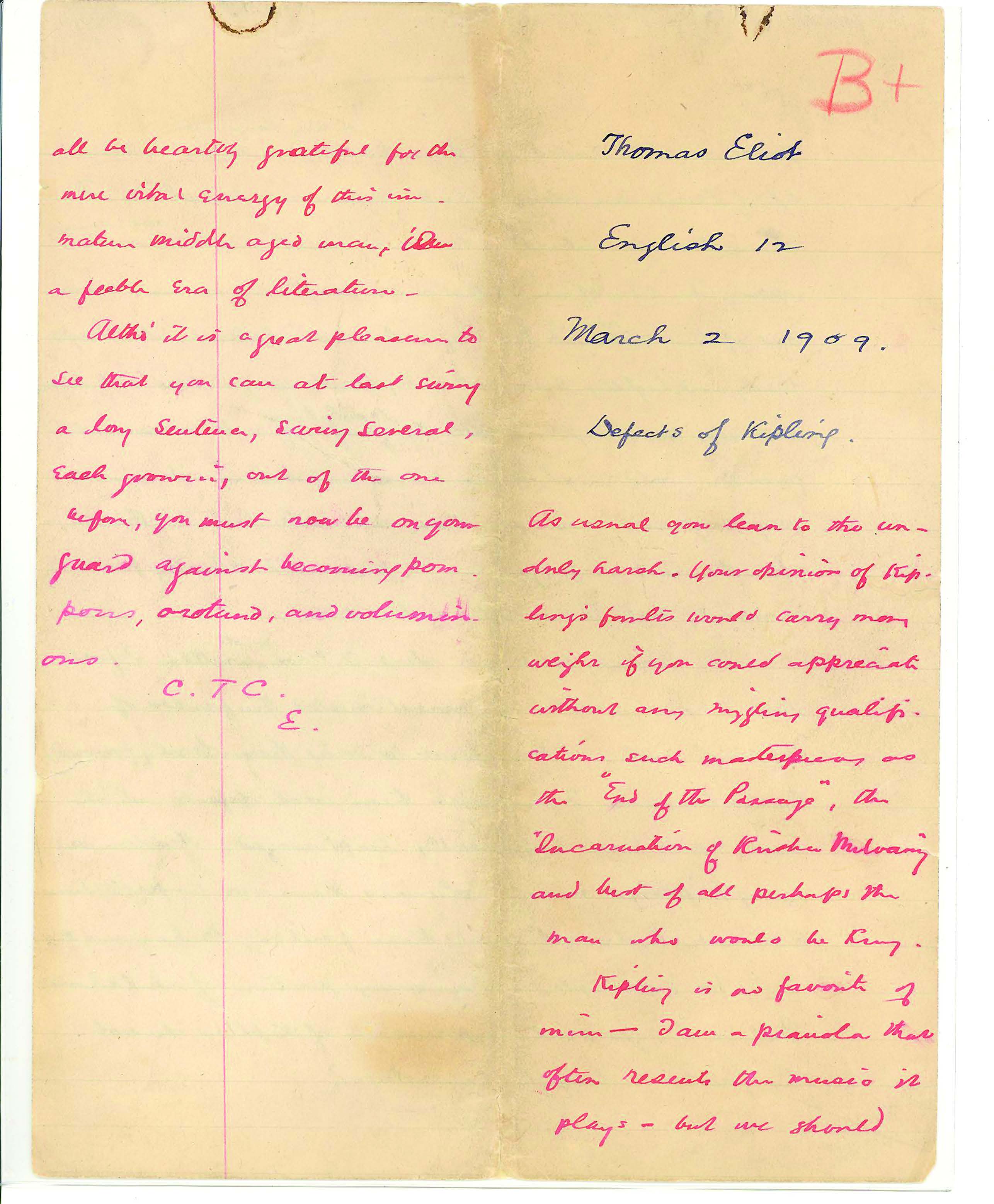 6. Facsimile of last page of “The Defects of Kipling”