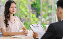 A young woman on a job interview.