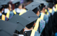 Graduates in caps and gowns