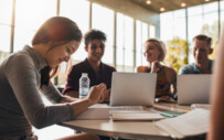 group of students working at a table