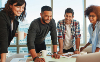 A group of career advisors in a meeting.