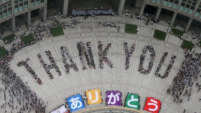People spell out 'Thank You'