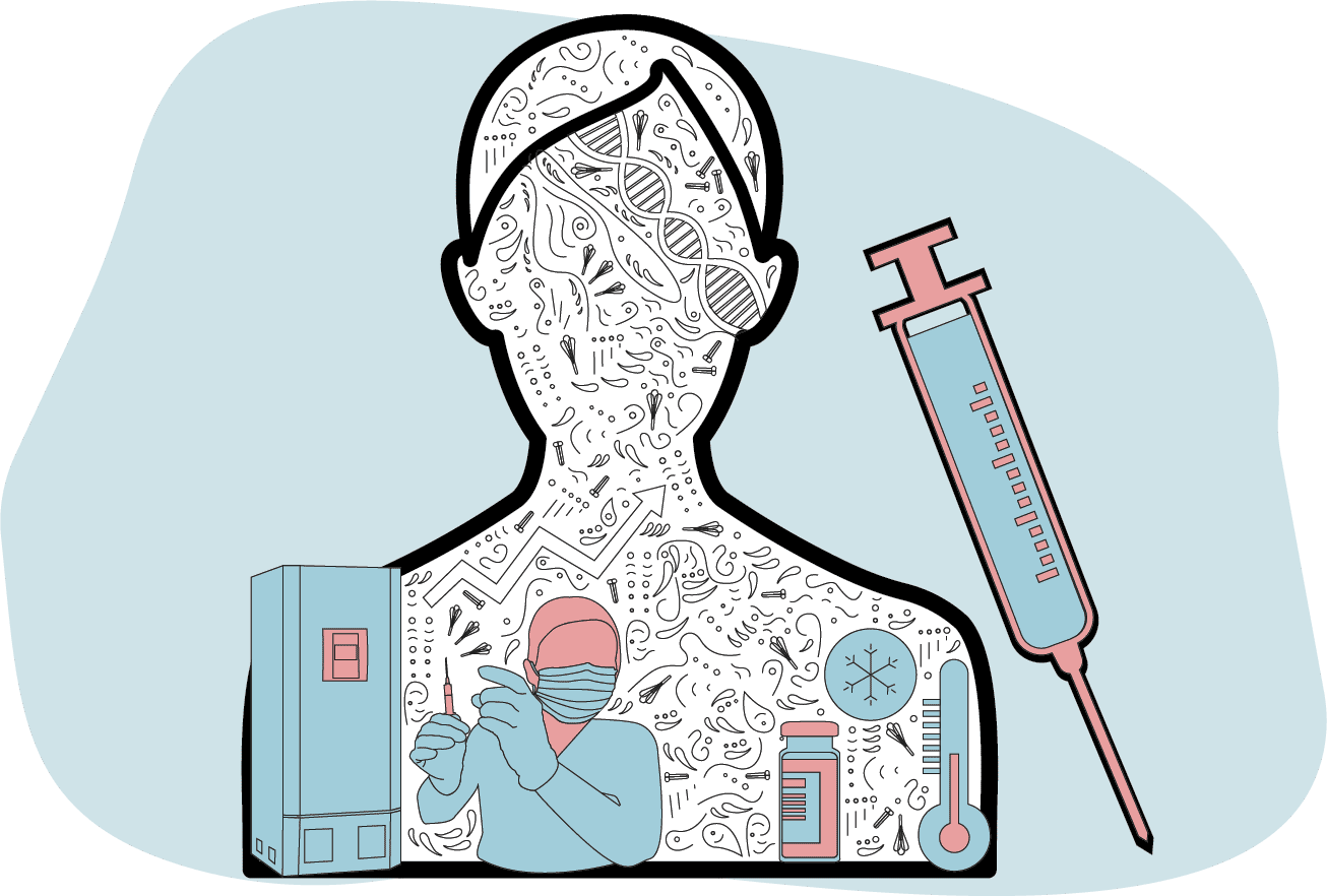 Иллюстрация того, как вакцины вводятся пациентам