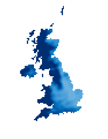Map showing percentage change in total winter rainfall from today to a 4C world