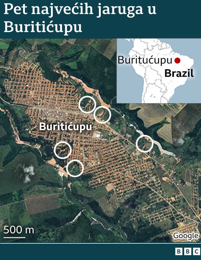 Satelitski snimak Burićikupu sa komentarima