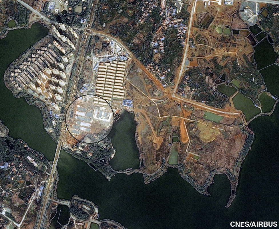Строительство больницы в Ухане, Китай