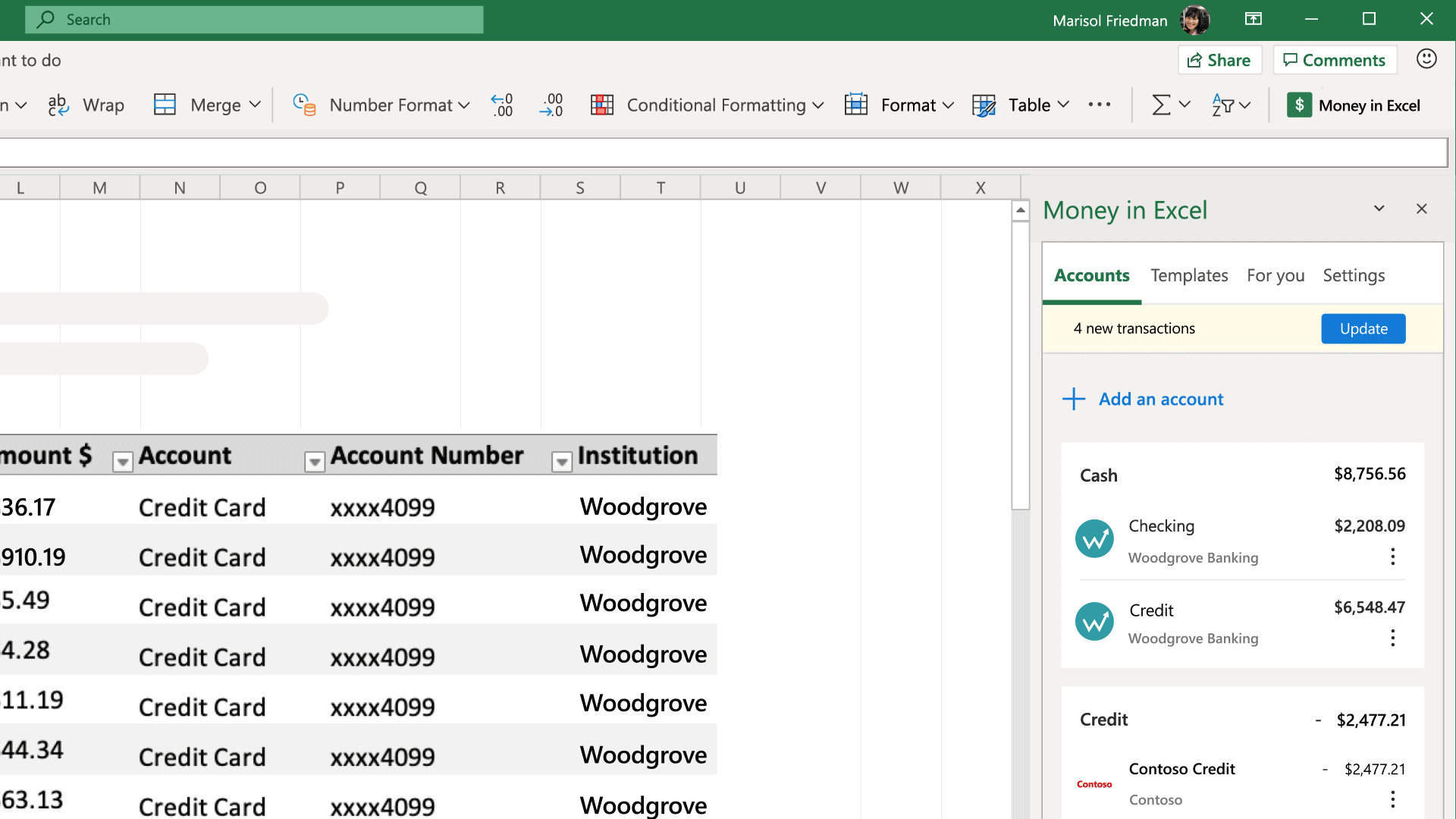 Animated GIF of working with money-related data in Ecel