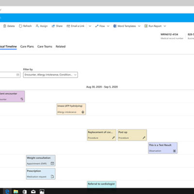 Calendar record of a patient profile