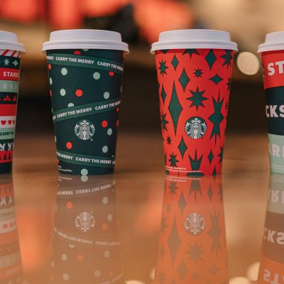 Microsoft Teams virtual background: Starbucks holiday cups