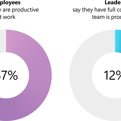 Graph: The majority of employees (87%) report that they are productive at work, yet only 12 % of leaders say they have full confidence their team is productive