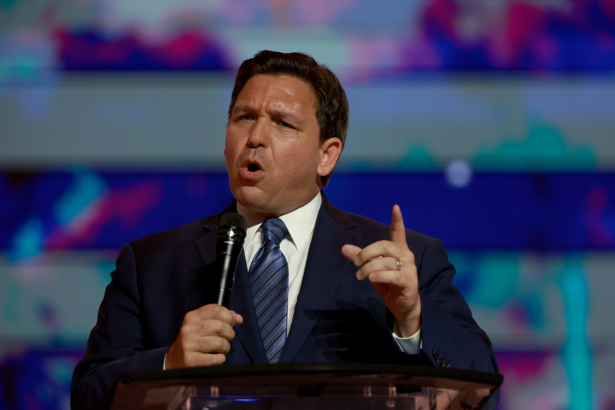 Florida Gov. Ron DeSantis speaks during the Turning Point USA Student Action Summit held at the Tampa Convention Center on July 22, 2022 in Tampa, Florida.