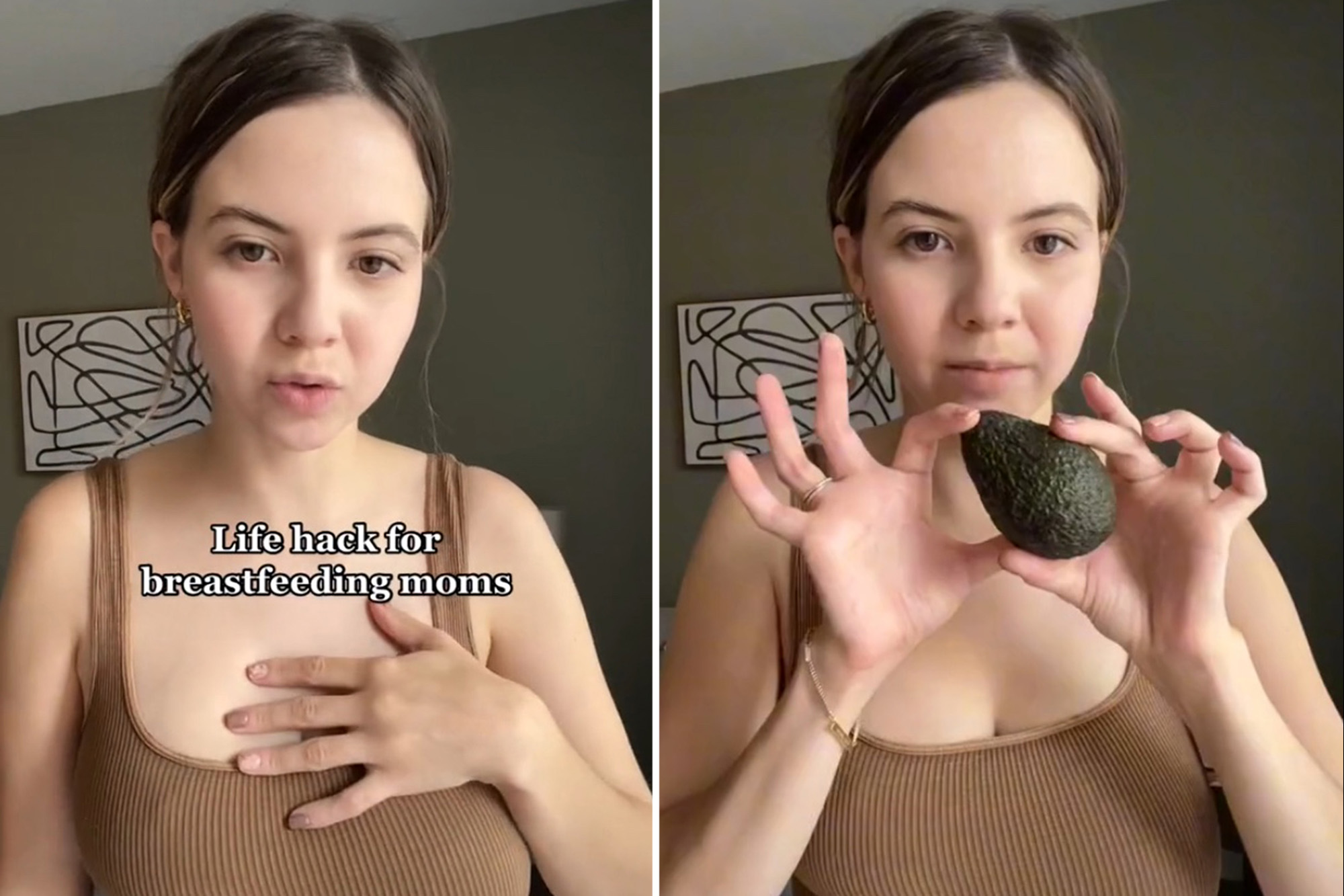 TikToker puts avocado in her shirt