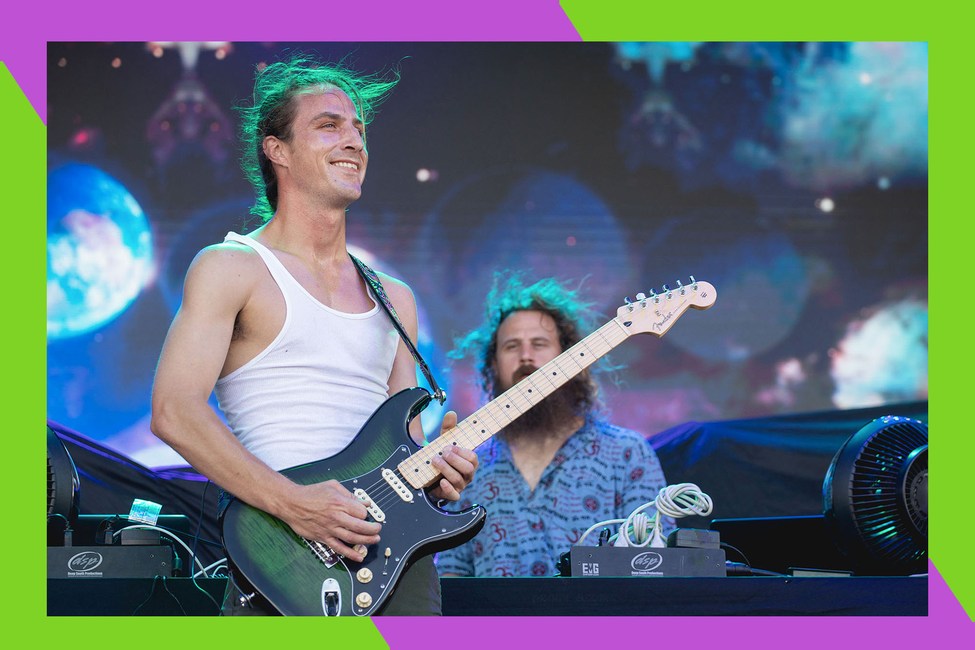 Jeff Saurer (L) and Kevin Saurer of Hippie Sabotage perform onstage during Float Fest on July 24, 2022 in Gonzales, Texas.