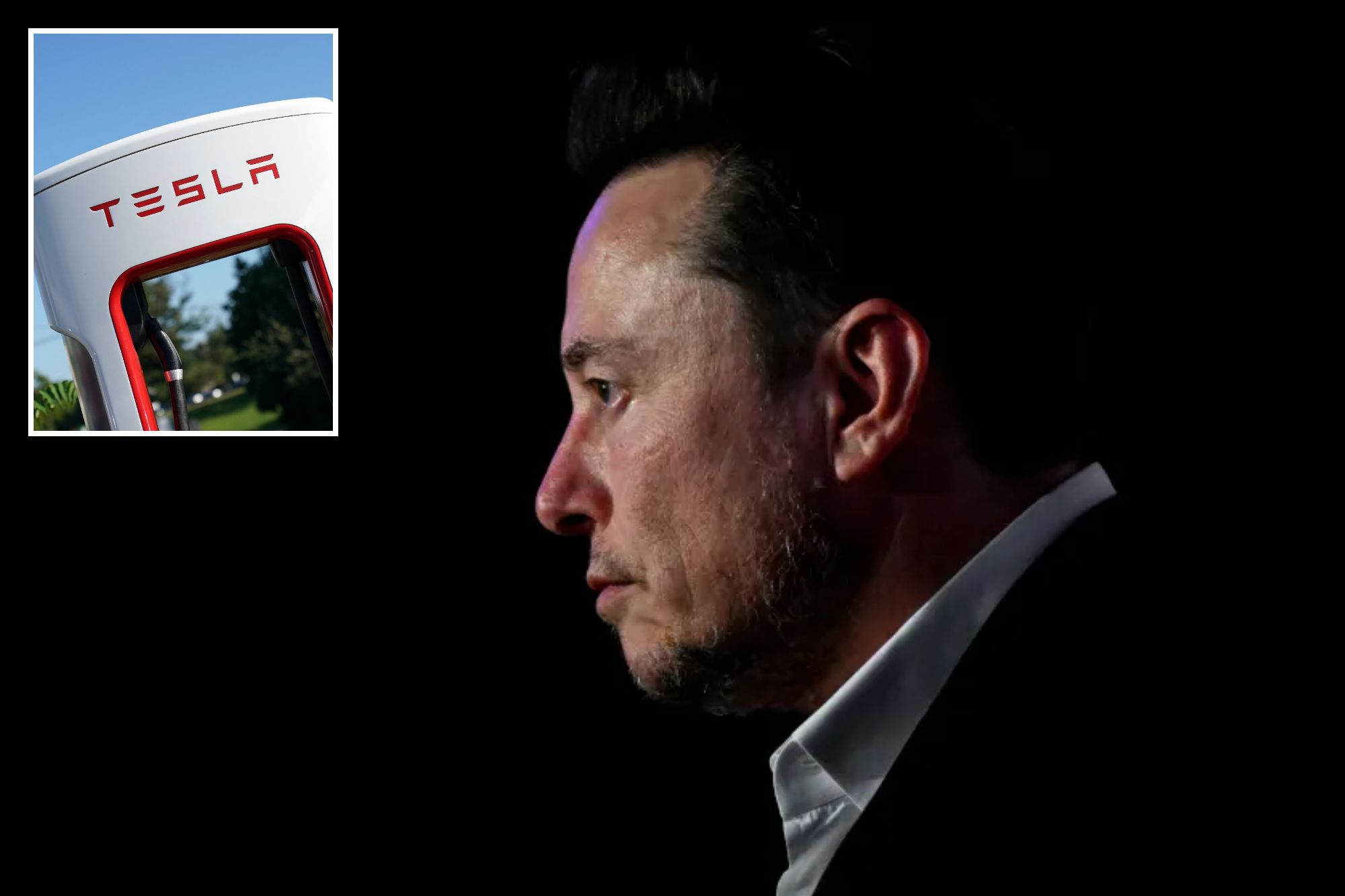 Tesla CEO Elon Musk and Tesla charger