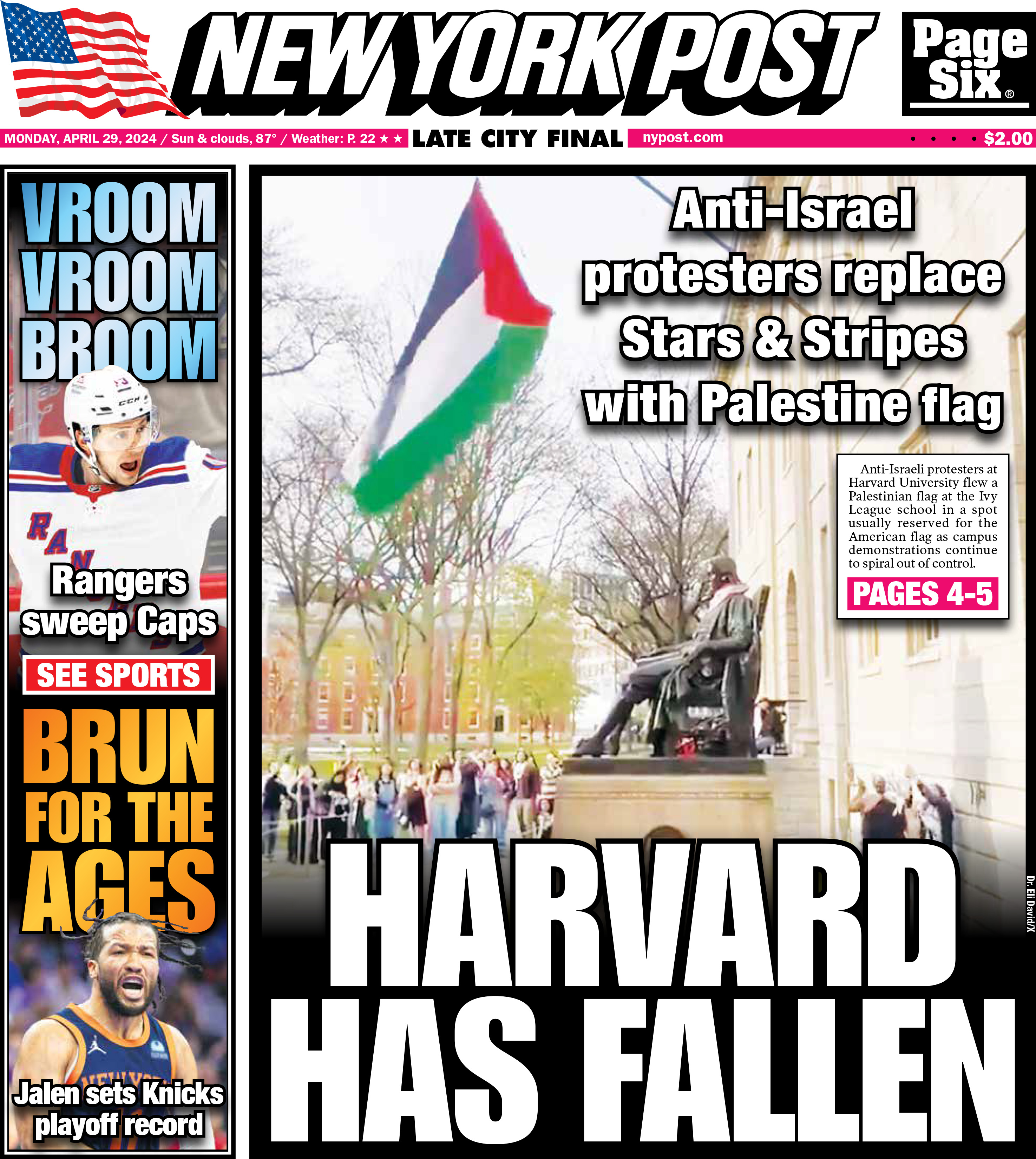 April 29, 2024 New York Post Front Cover