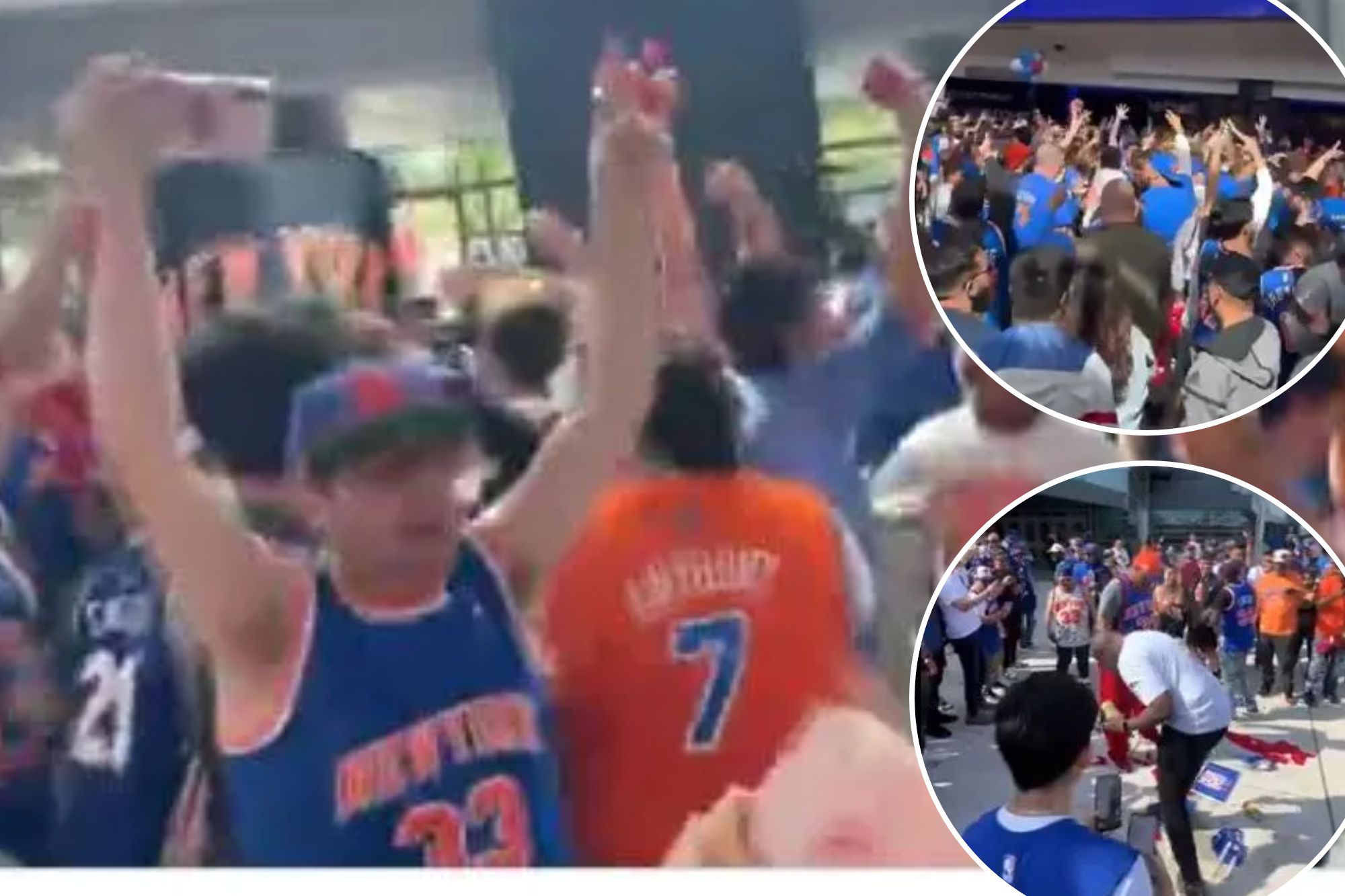 Knicks fans party after beating 76ers