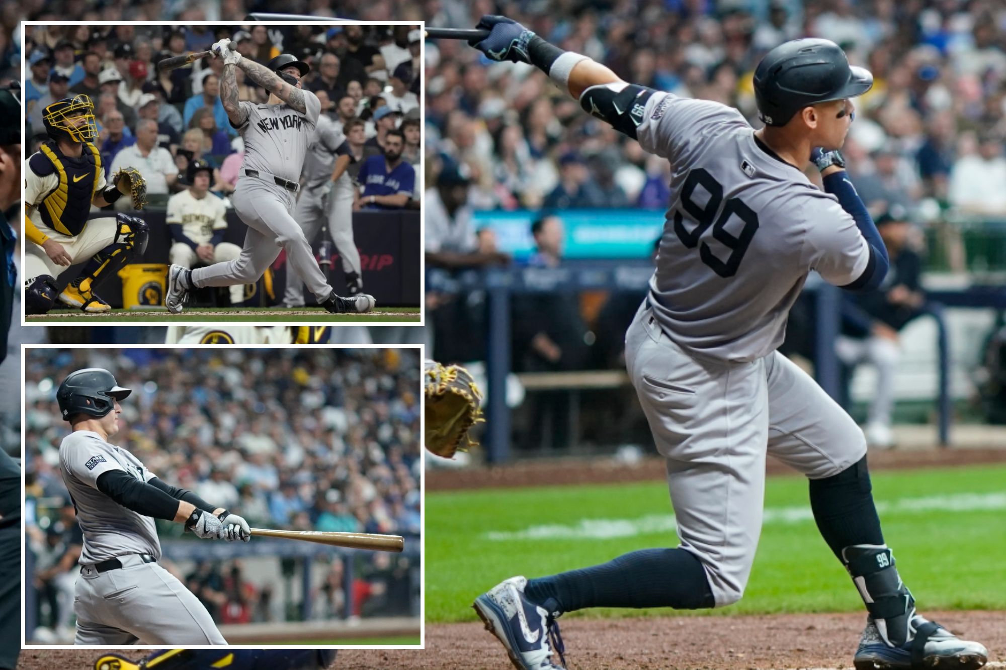 Aaron Judge, Alex Verdugo (top-inset) and Anthony Rizzo (bottom-inset) all homered in the Yankees' 15-3 blowout win over the Brewers.