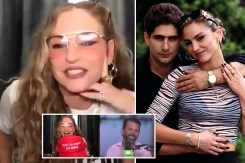 Collage featuring celebrities Drea de Matteo, Michael Imperioli, and Donald Trump Jr., representing an article about celebs' stance on Biden agenda.