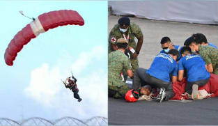 Red Lions parachute team member in stable condition after hard landing at National Day Parade 2022