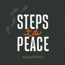 Graphic for Steps to Peace featuring the hashtag #StepstoPeace