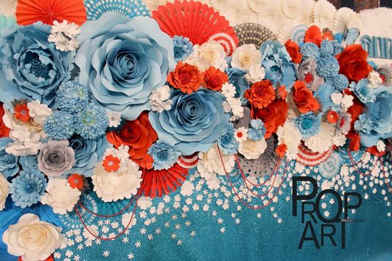 wedding paper flowers wall: 