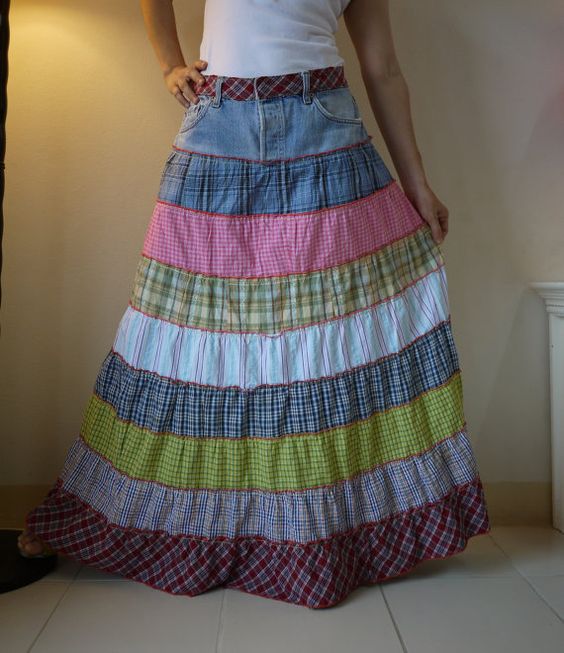 This is my next project!  Fantasy Patched Tiered Long Hippie Funky Denim by beyondclothing: 