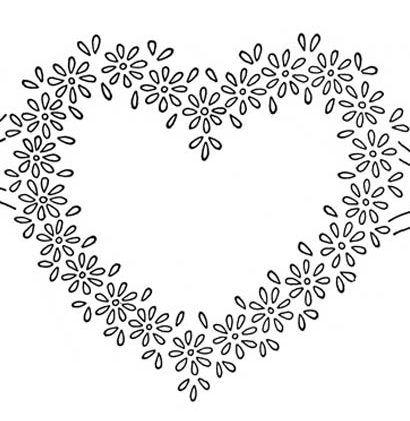Free Hand Embroidery Flowers Patterns | Daisy Heart Border Embroidery Transfer Pattern
