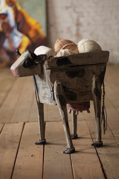 reclaimed wooden cow   $89.00