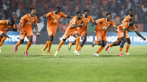 Les joueurs ivoiriens célèbrent leur victoire face au Sénégal, le 29 janvier 2024.