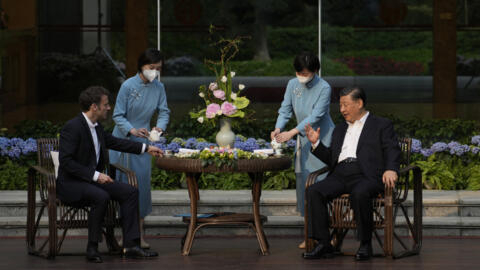 Emmanuel Macron et Xi Jiping à Canton lors de la visite du président français en Chine en avril 2023