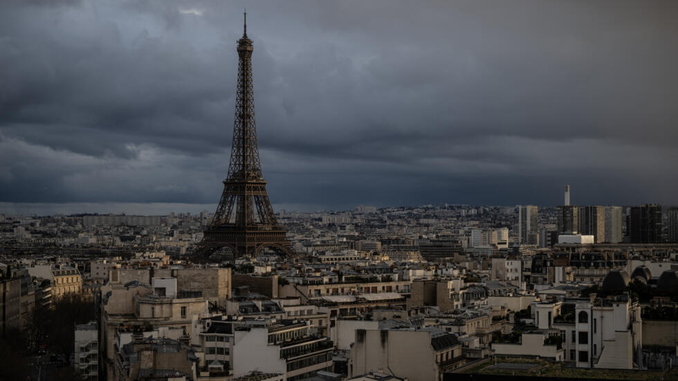 The Eiffel Tower on a cloudy February 23, 2024.