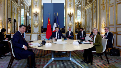 Chinese President Xi Jinping, France's President Emmanuel Macron and European Commission President Ursula von der Leyen hold a trilateral meeting as part of the Chinese president's two-day state visi