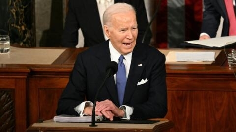 US President Joe Biden delivers the State of the Union address in the House Chamber of the US Capitol in Washington, DC, on March 7, 2024. 