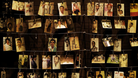 File photo: Family photographs of some of those who died hang on display in an exhibition at the Kigali Genocide Memorial centre in the capital Kigali, Rwanda on April 5, 2019.