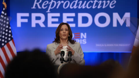 US Vice President Kamala Harris, who has led a nationwide tour on reproductive rights,  speaks in Jacksonville, Florida about the southern state's new six-week abortion ban.