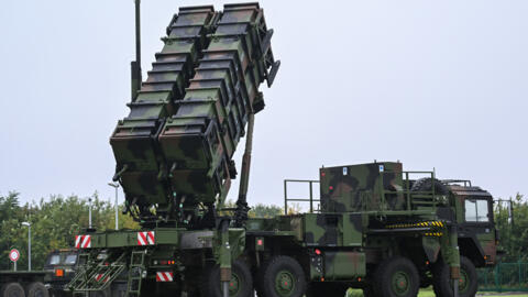 A Patriot missile system is pictured during German Chancellor Olaf Scholz's visit to the military part of the aeroport in Cologne-Wahn, western Germany on October 23, 2023. 