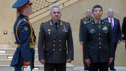 Russian Defence Minister Sergei Shoigu and his Chinese counterpart at the time, Li Shangfu, meet in Moscow on April 18, 2023.