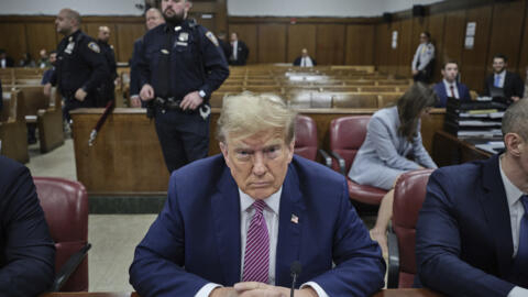 Former US President Donald Trump appears at the Manhattan Criminal Courthouse in New York on April 19, 2024.