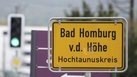The town sign of Bad Homburg in the Taunus, Germany, Monday April 22, 2024. Three people suspected of spying for China and facilitating the transfer of information on technology with potential militar