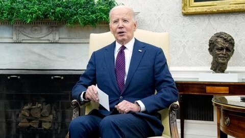 El presidente estadounidense, Joe Biden, habla durante una reunión con el primer ministro de República Checa, Petr Fiala, en Washington D. C., EE. UU. el lunes 15 de abril de 2024.