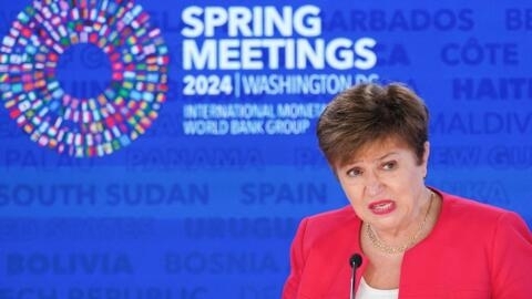 La directora gerente del Fondo Monetario Internacional, Kristalina Georgieva, ofrece una conferencia de prensa sobre la Agenda de Política Global en Washington, EE.UU., el 18 de abril de 2024.