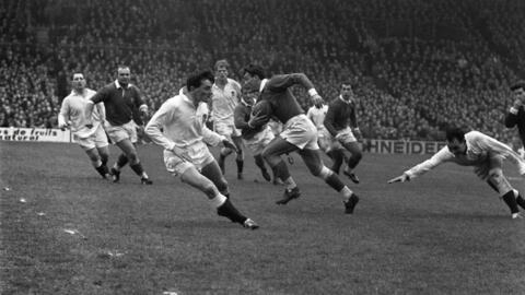 Andre Boniface with ball in hand against England in 1964.