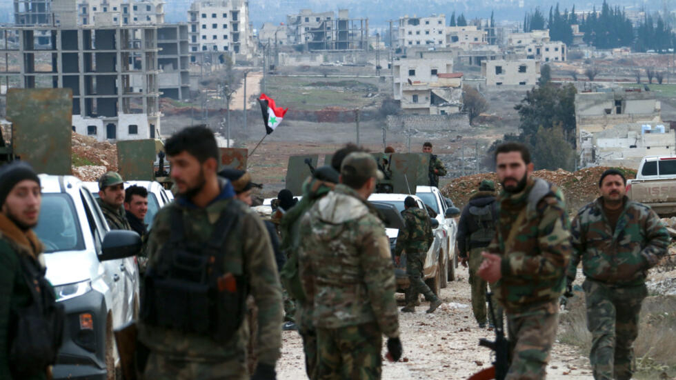 جنود سوريون في حلب، في 16 فبراير/شباط 2020.