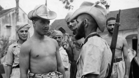 Des goumiers marocains de l'armée française lors de la guerre d'Indochine en septembre 1950