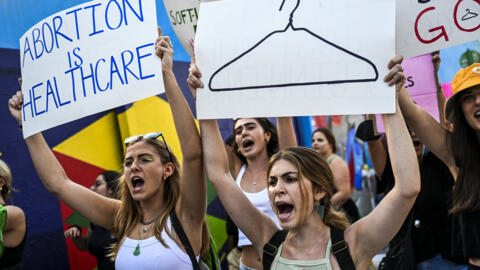 Abortion rights activists took to the streets in protest in Miami, Florida, following the US Supreme Court's decision to overturn Roe v Wade on Friday, June 24, 2022.