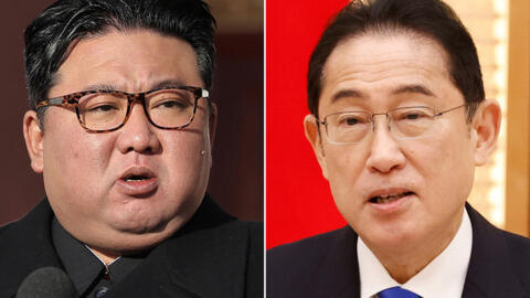 North Korean leader Kim Jong Un (L) and Japenese Prime Minister Fumio Kishida (R).